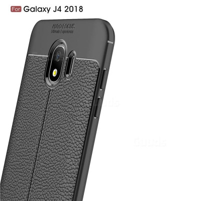 Силиконови гърбове Силиконови гърбове за Samsung Луксозен силиконов гръб ТПУ кожа дизайн за Samsung Galaxy J4 2018 J400F черен